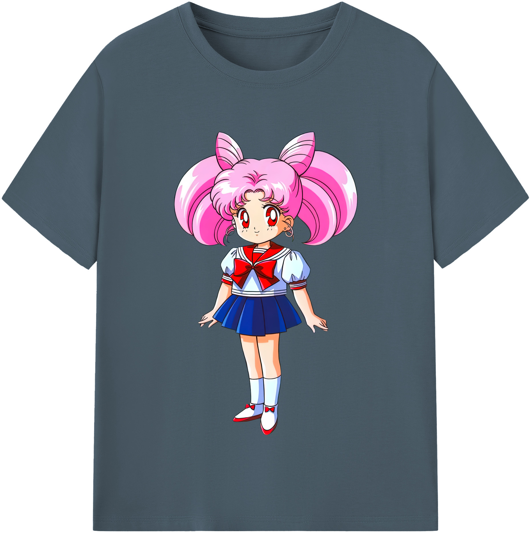 （画像用） 美少女戦士セーラームーン ちびうさ Sailor Moon Chibiusa Tsukino Usagi Small Lady Serenity 綿100％半袖Tシャツ（フロントプリント）